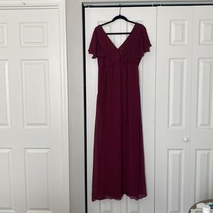 Birdy Grey Cabernet bridesmaid dress.